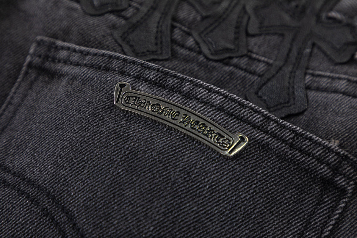 CHROME HEARTS BROWN CROSS PATCH JEANS BLACK - netstar®