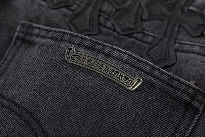 CHROME HEARTS BROWN CROSS PATCH JEANS BLACK - netstar®