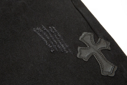 CHROME HEARTS BLACK CROSS PATCH JEANS BLACK - netstar®