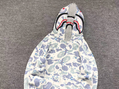 BAPE SPACE CAMO DOUBLE SHARK FULL ZIP HOODIE WHITE - netstar®