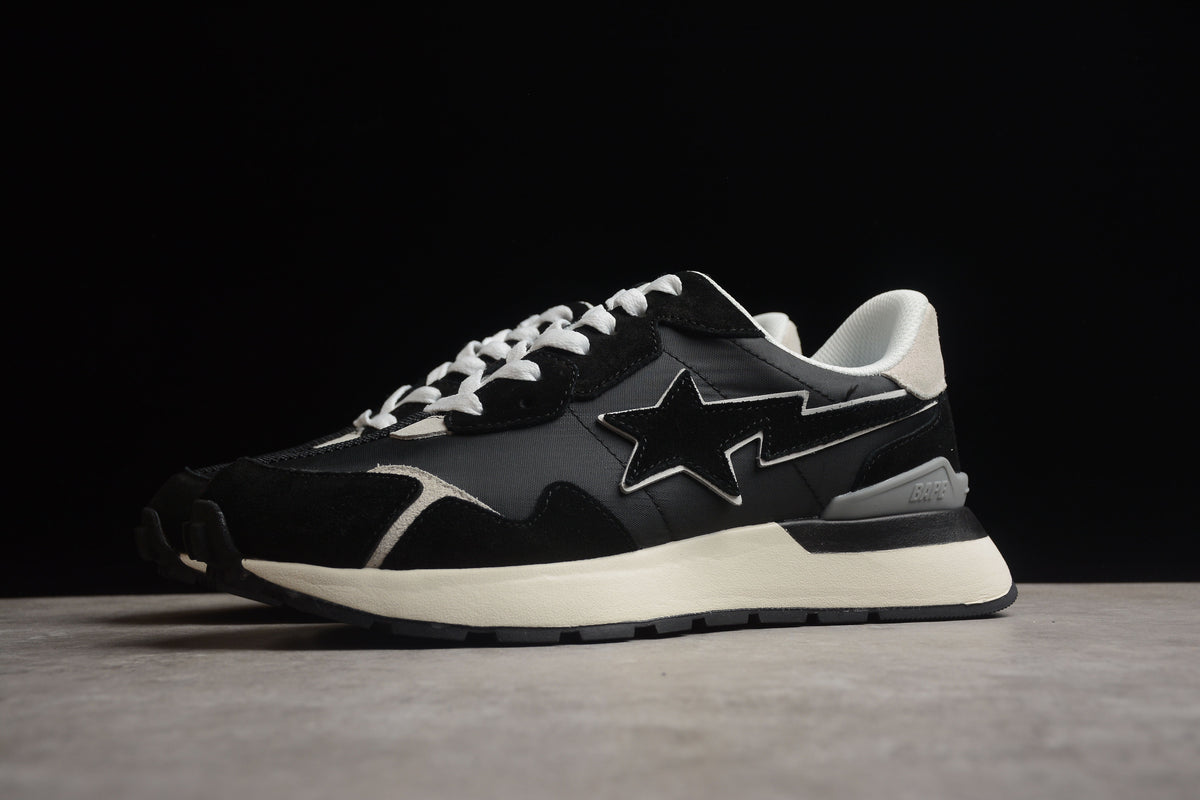 BAPE STA Retro Runner Black and White Sneakers
