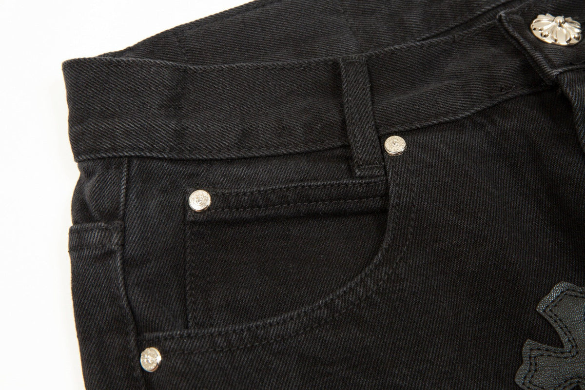 CHROME HEARTS BLACK CROSS PATCH JEANS BLACK - netstar®
