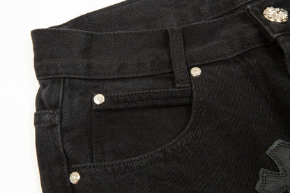 CHROME HEARTS BLACK CROSS PATCH JEANS BLACK - netstar®