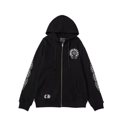 CHROME HEARTS ASYMMETRICAL ZIP HOODIE BLACK - netstar®