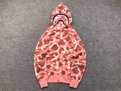 BAPE X BARBIE DOT CAMO SHARK FULL ZIP HOODIE PINK - netstar®