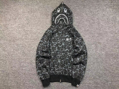 BAPE X DOVER STREET MARKET SPECIAL CAMO SHARK FULL ZIP HOODIE BLACK - netstar®