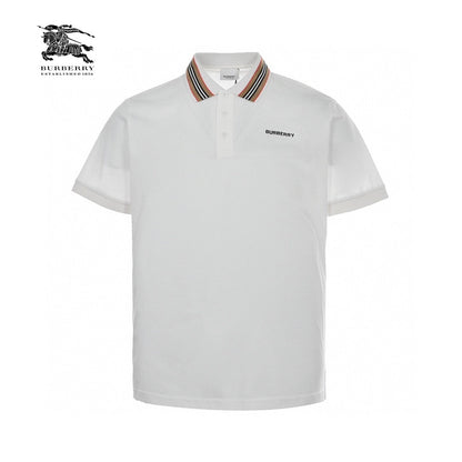 Burberry Striped Collar White Polo Shirt