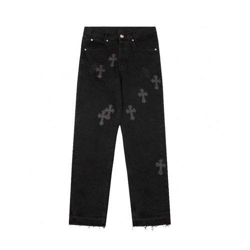 CHROME HEARTS BLACK CROSS PATCH JEANS BLACK - netstar®