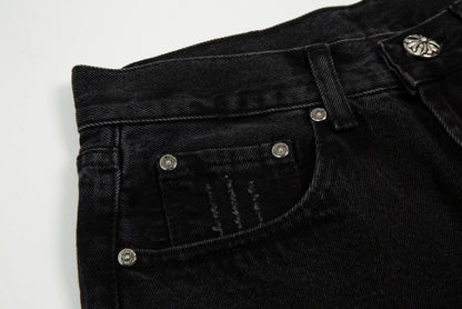 CHROME HEARTS BLACK CROSS PATCH JORTS BLACK - netstar®