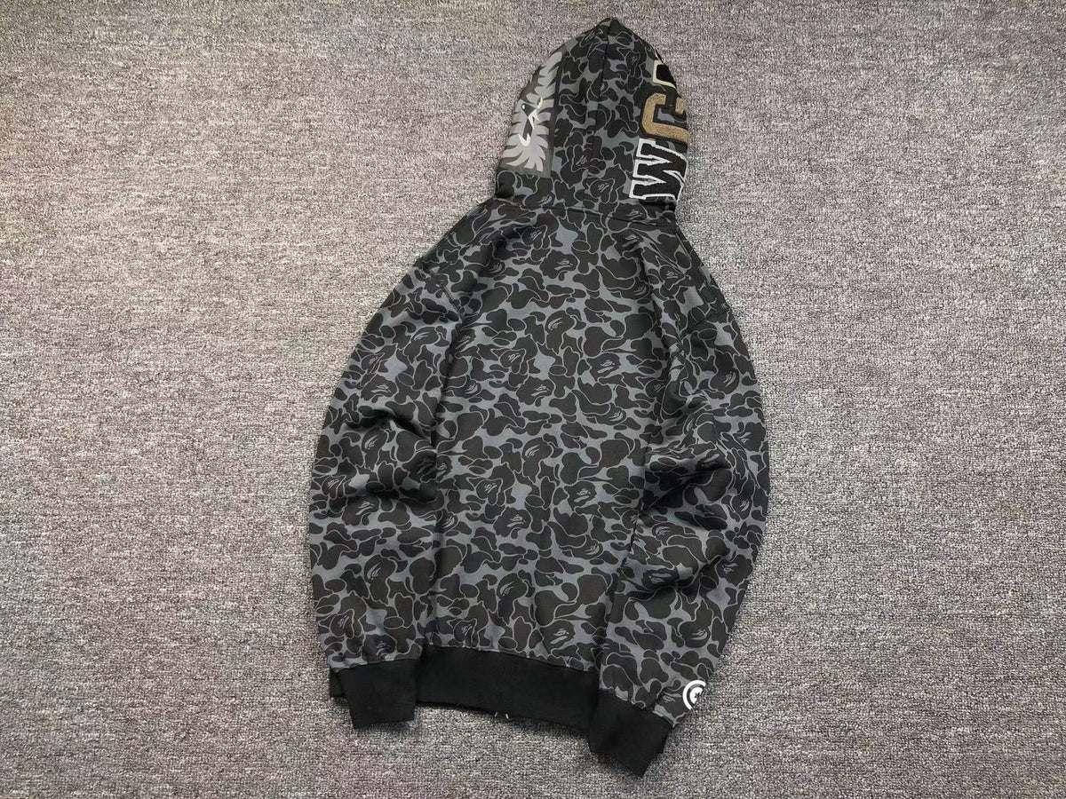BAPE X DOVER STREET MARKET SPECIAL CAMO SHARK FULL ZIP HOODIE BLACK - netstar®
