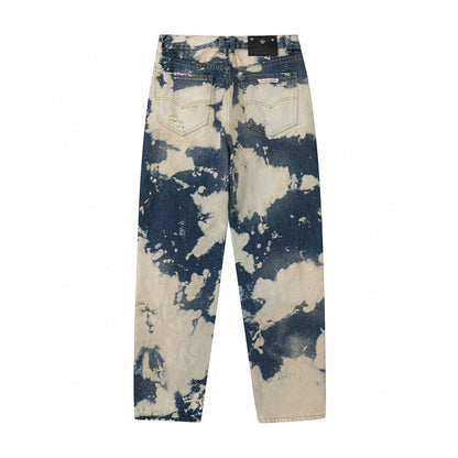 CHROME HEARTS TIE DYE WHITE ORANGE CROSS PATCH JEANS - netstar®