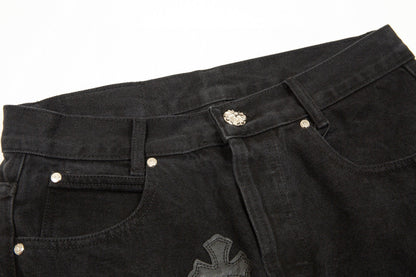 CHROME HEARTS BLACK CROSS PATCH JEANS BLACK - netstar®