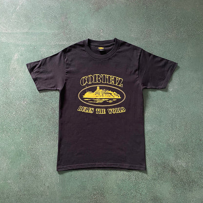 CORTEIZ OG ALCATRAZ TEE BLACK YELLOW