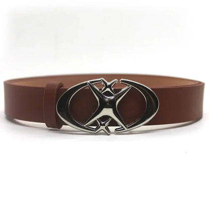 Y2K Cross Star Buckle Leather Belt - netstar®