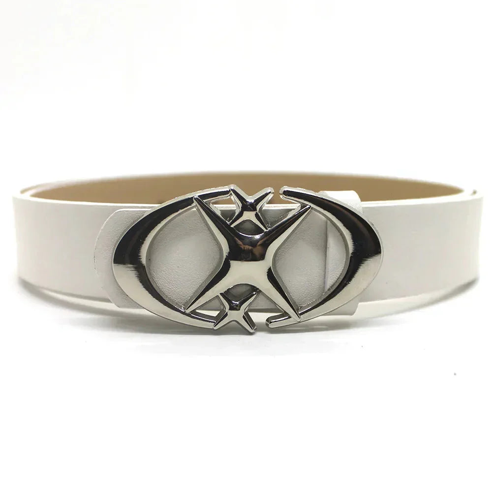 Y2K Cross Star Buckle Leather Belt - netstar®