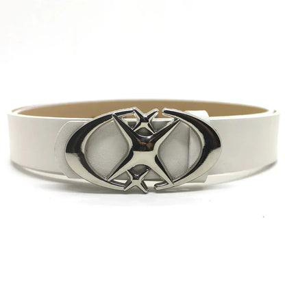 Y2K Cross Star Buckle Leather Belt - netstar®