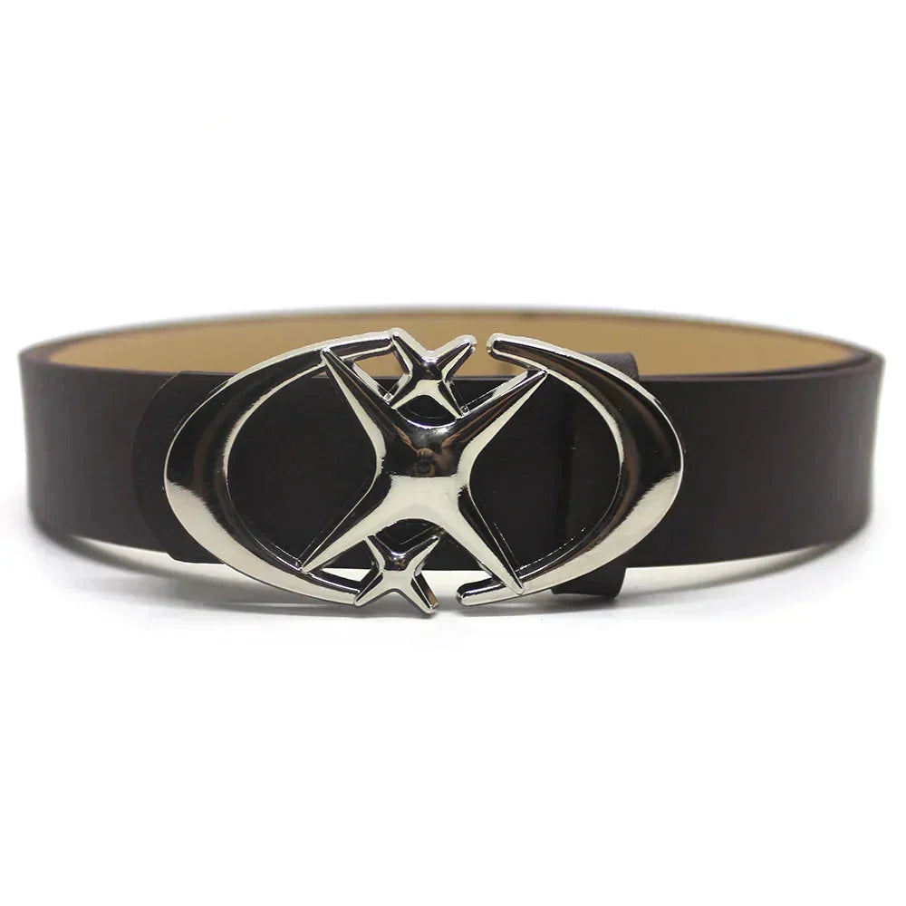 Y2K Cross Star Buckle Leather Belt - netstar®