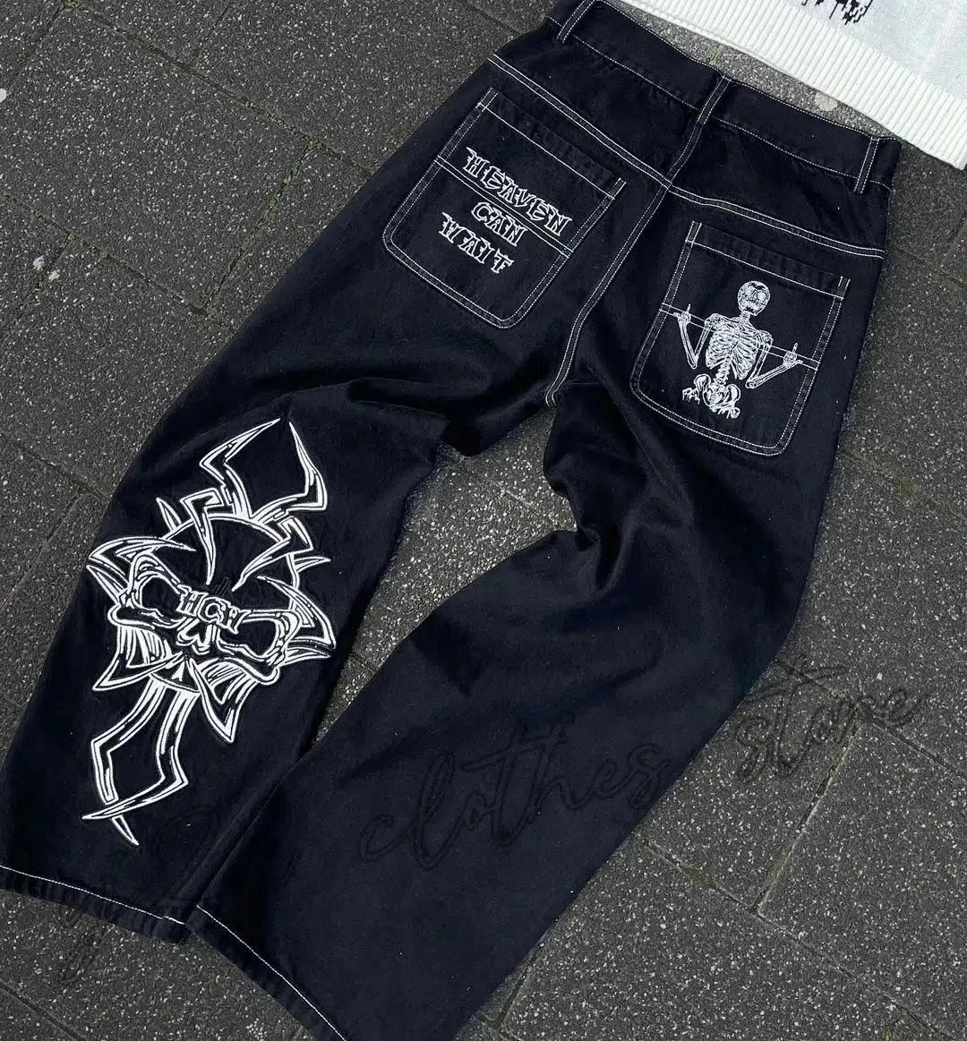 Y2K Embroidered Baggy Jeans - netstar®