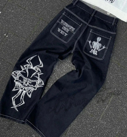 Y2K Embroidered Baggy Jeans - netstar®