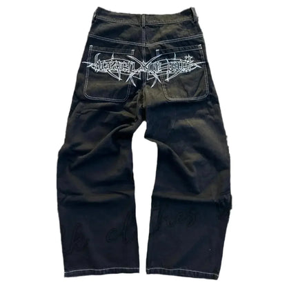 Y2K Embroidered Baggy Jeans - netstar®