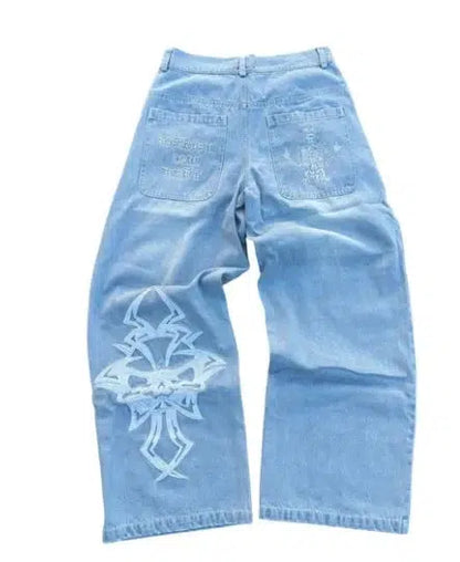 Y2K Embroidered Baggy Jeans - netstar®