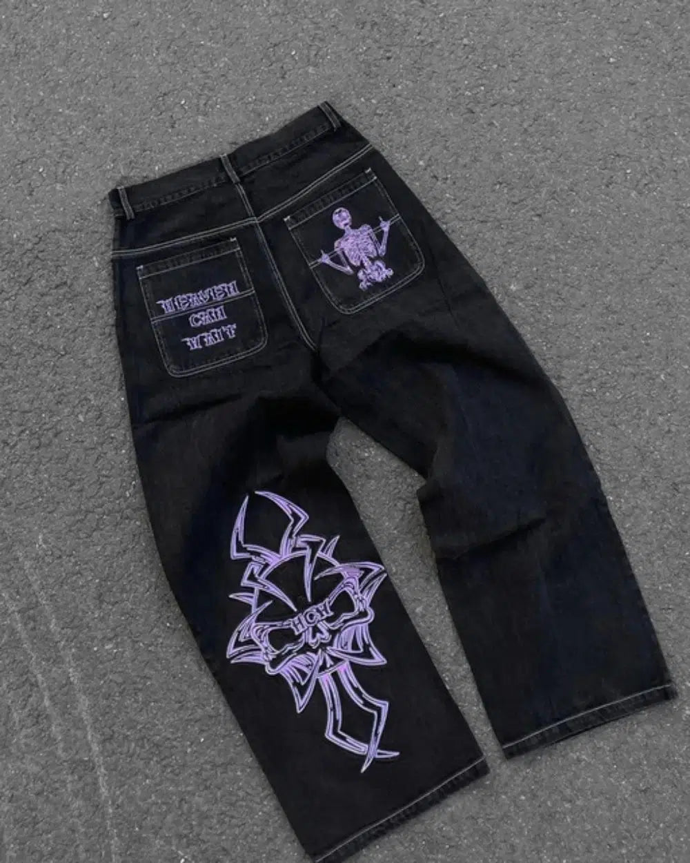 Y2K Embroidered Baggy Jeans - netstar®