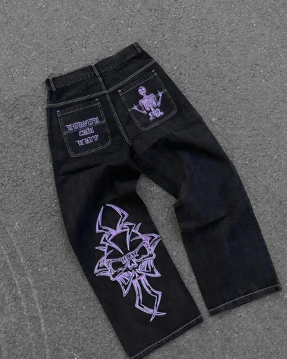 Y2K Embroidered Baggy Jeans - netstar®