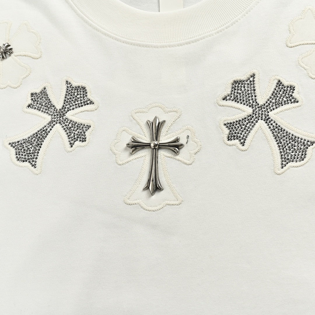 CHROME HEARTS CROSS PATCH COLLAR T-SHIRT WHITE - netstar®