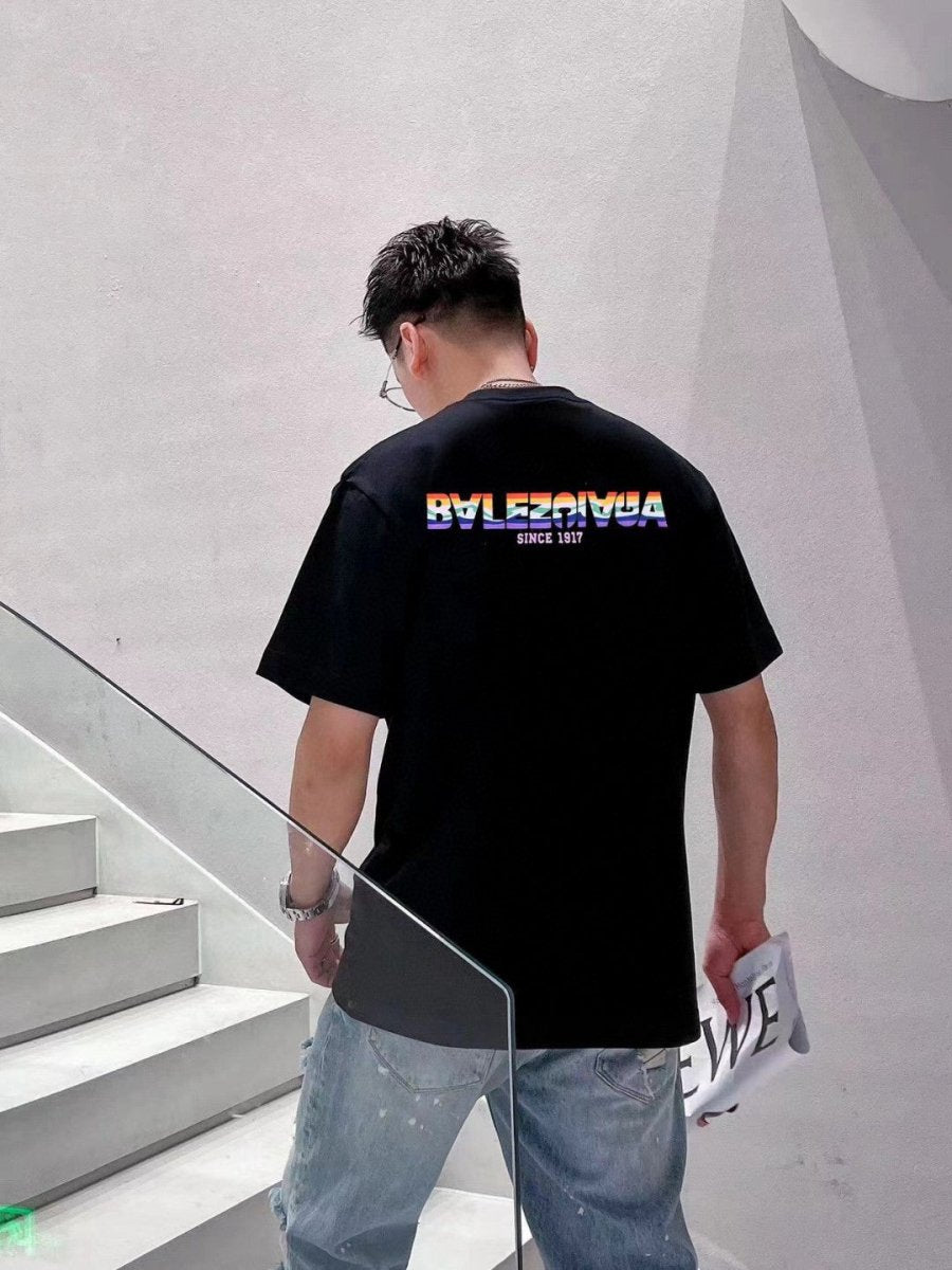 Balenciaga Black T-Shirt with Mountain Graphic