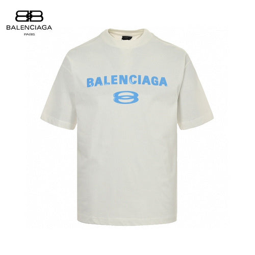 Balenciaga Blue Logo T-Shirt (White)
