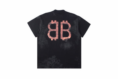 Balenciaga Distressed BB Logo T-Shirt