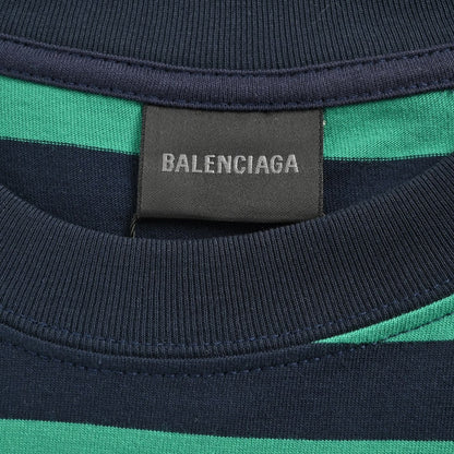 Balenciaga Green and Black Striped T-Shirt