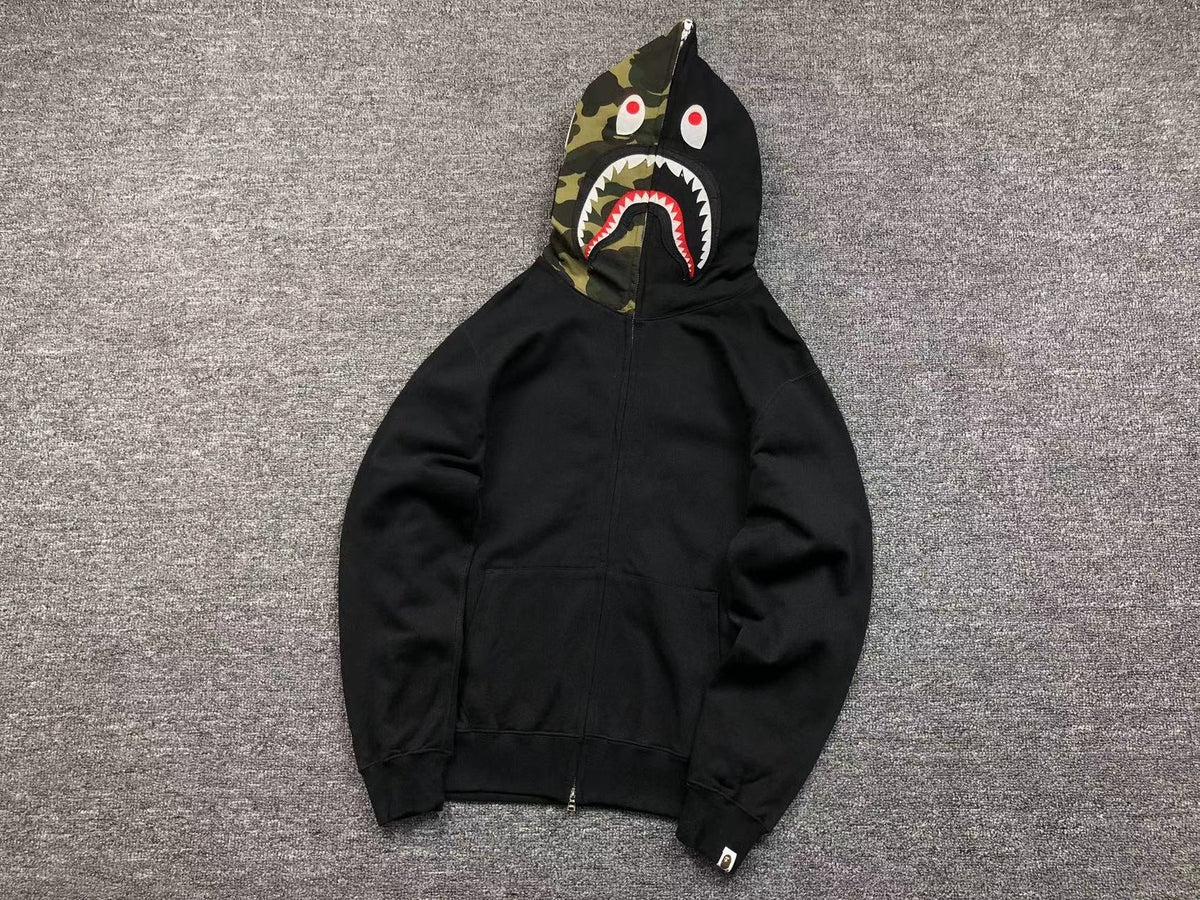 BAPE SHARK FULL ZIP HOODIE BLACK - netstar®