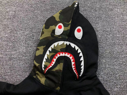 BAPE SHARK FULL ZIP HOODIE BLACK - netstar®