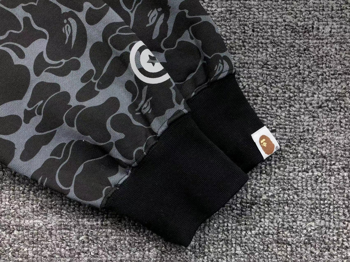 BAPE X DOVER STREET MARKET SPECIAL CAMO SHARK FULL ZIP HOODIE BLACK - netstar®
