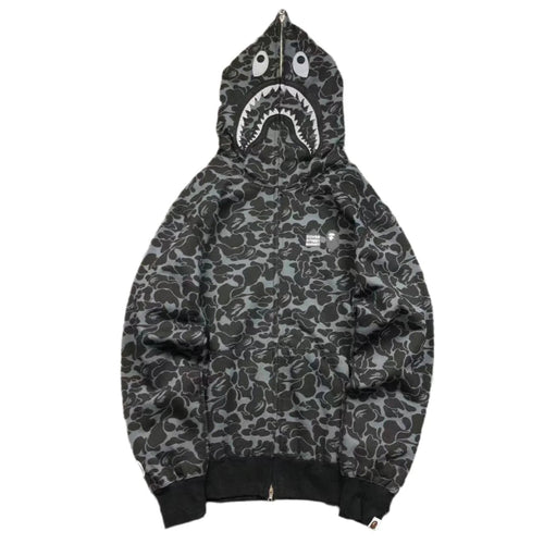 BAPE X DOVER STREET MARKET SPECIAL CAMO SHARK FULL ZIP HOODIE BLACK - netstar®