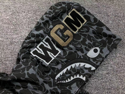 BAPE X DOVER STREET MARKET SPECIAL CAMO SHARK FULL ZIP HOODIE BLACK - netstar®