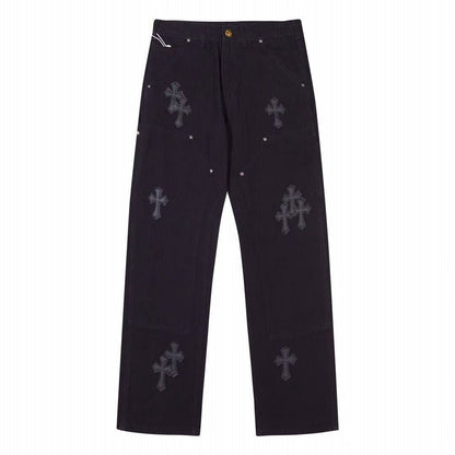 CHROME HEARTS BLACK DOUBLE KNEE CARPENTER JEANS - netstar®