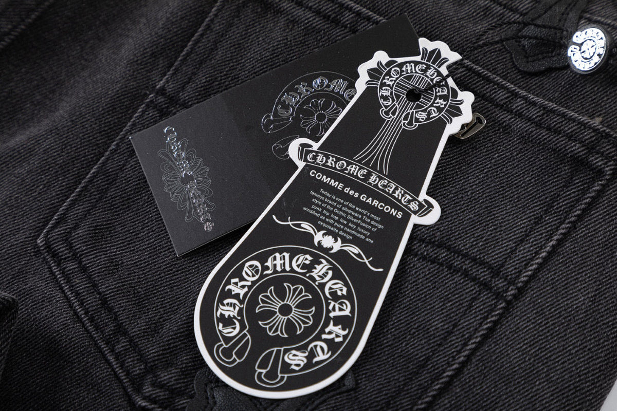 CHROME HEARTS BROWN CROSS PATCH JEANS BLACK - netstar®