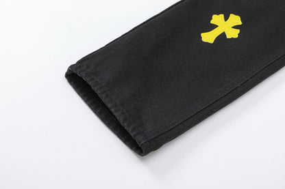 CHROME HEARTS YELLOW CROSS PATCH JEANS BLACK - netstar®