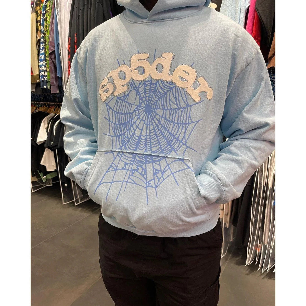 SP5DER WEB HOODIE SKY BLUE - netstar®