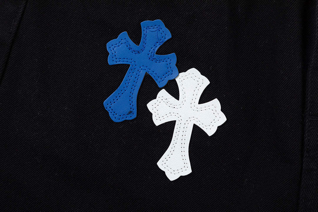 CHROME HEARTS BLUE CROSS PATCH JEANS BLACK - netstar®