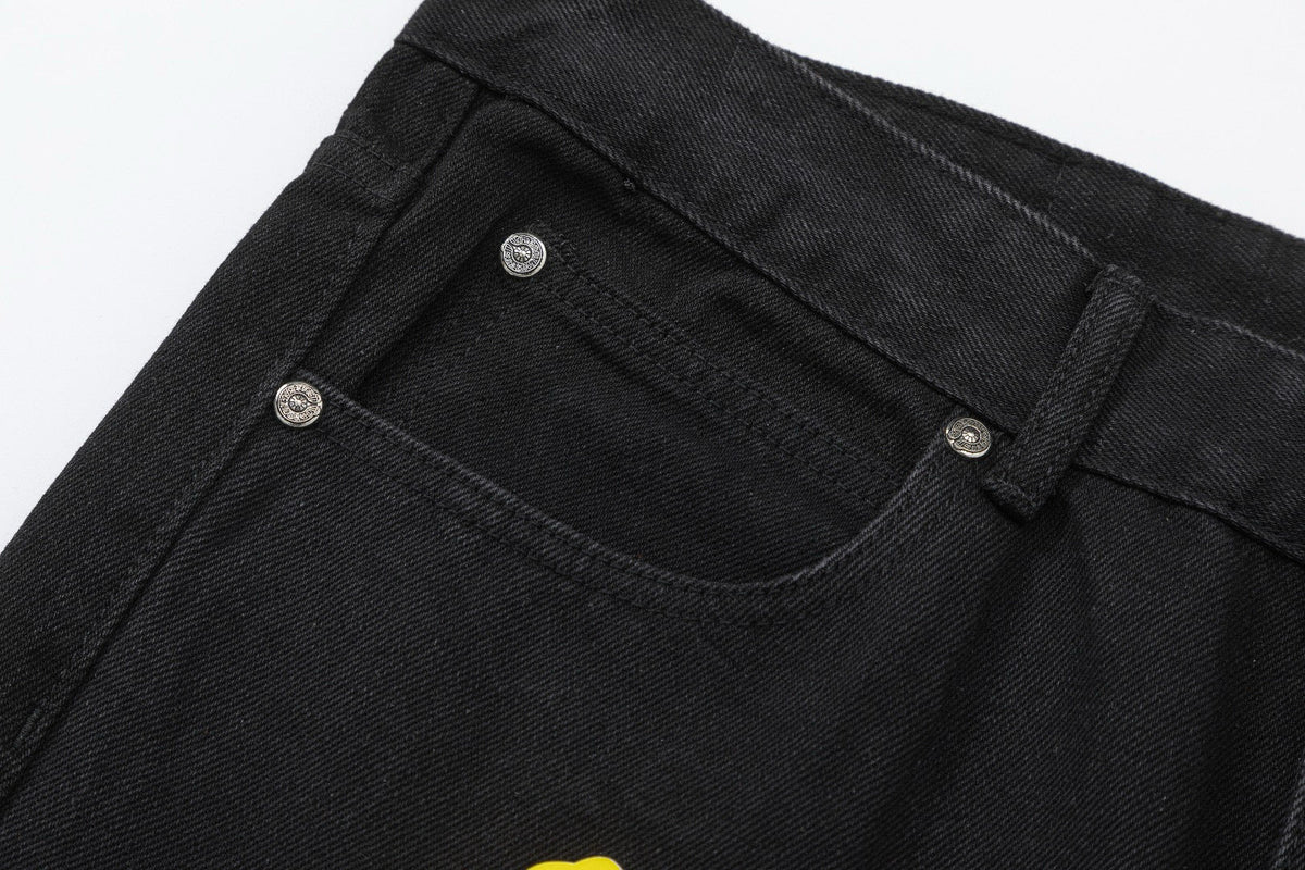 CHROME HEARTS YELLOW CROSS PATCH JEANS BLACK - netstar®