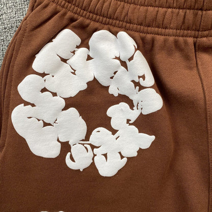 DENIM TEARS COTTON WREATH SHORTS BROWN - netstar