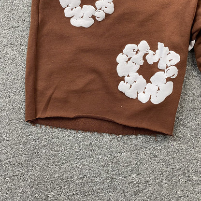 DENIM TEARS COTTON WREATH SHORTS BROWN - netstar