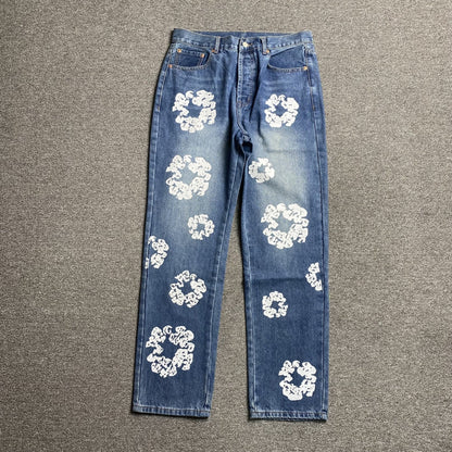 DENIM TEARS x LEVI'S COTTON WREATH JEANS BLUE - netstar
