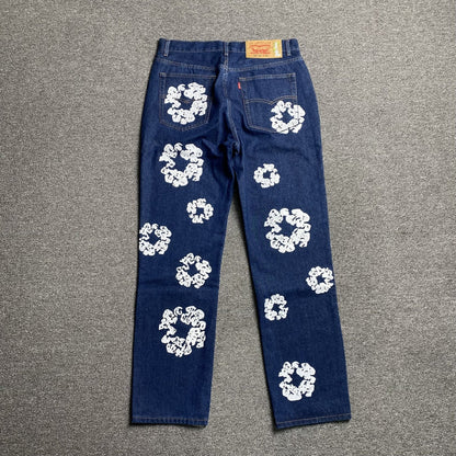 DENIM TEARS x LEVI'S COTTON WREATH JEANS DARK BLUE - netstar