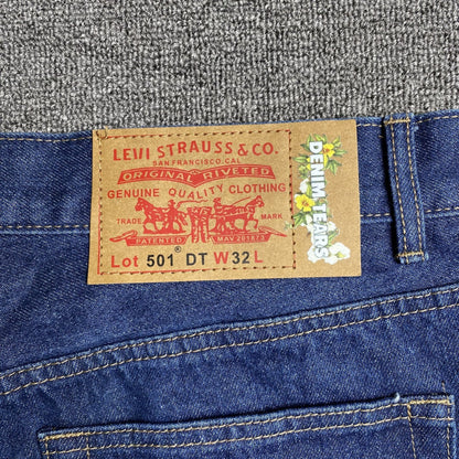 DENIM TEARS x LEVI'S COTTON WREATH JEANS DARK BLUE - netstar