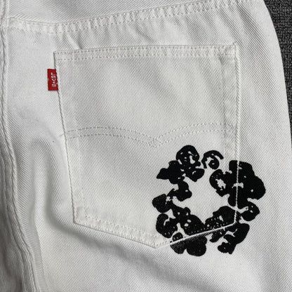 DENIM TEARS x LEVI'S COTTON WREATH JEANS WHITE - netstar