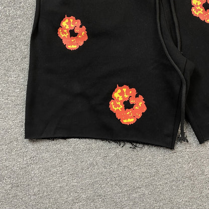 DENIM TEARS x OFFSET COTTON WREATH SHORTS BLACK - netstar